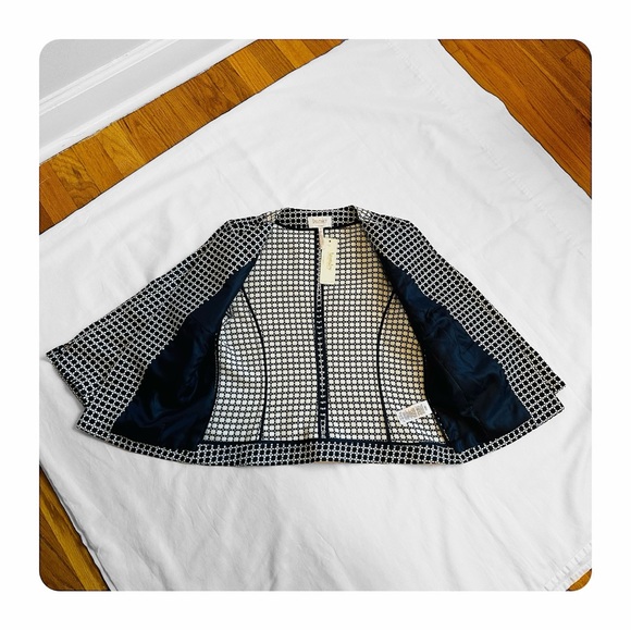 ★ NWT Laundry by Shelli Segal Structured Open Blazer - Navy Blue/White ★ - Picture 4 of 16